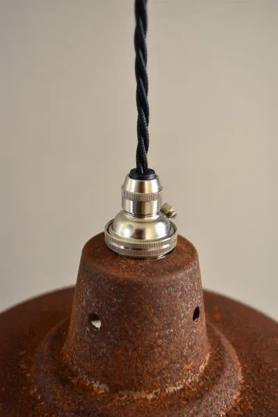 Roest hanglamp industrieel led breed rond e14 fitting