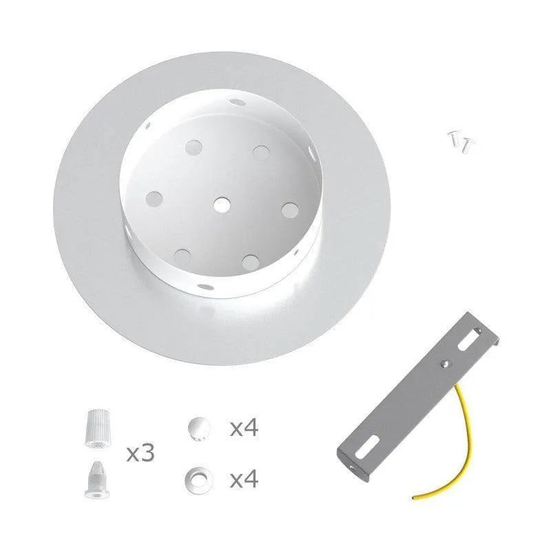 Ronde plafondkap minimalistisch 200mm 3 uitgangen - kleur wit marmer 20cm - FOIR