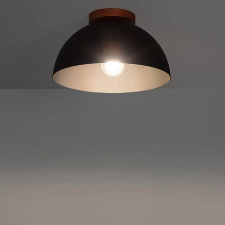 Plafondlamp zwart met hout en e27 aluminium en 