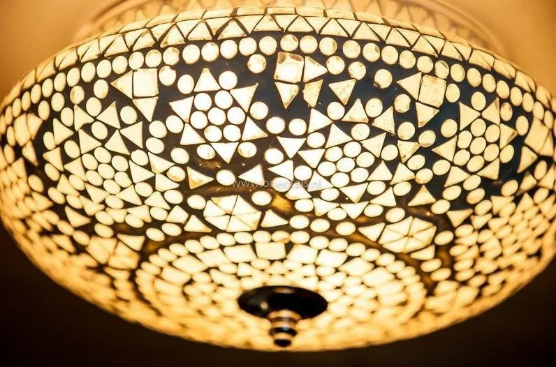 Oosterse plafondlamp rond e27 fitting glas 