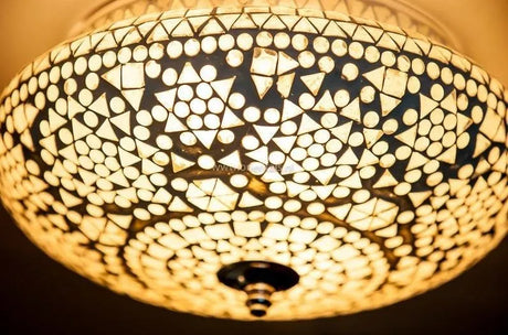 Oosterse plafondlamp rond e27 fitting glas 