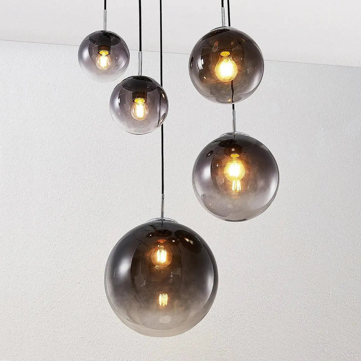 Hanglamp glazen bollen led e27 fitting modern led lamp