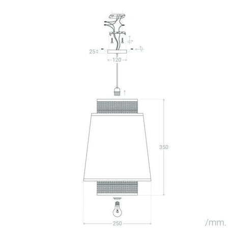 Hanglamp rotan 'Marya' E27 fitting modern gevlochten design 250mm - FOIR