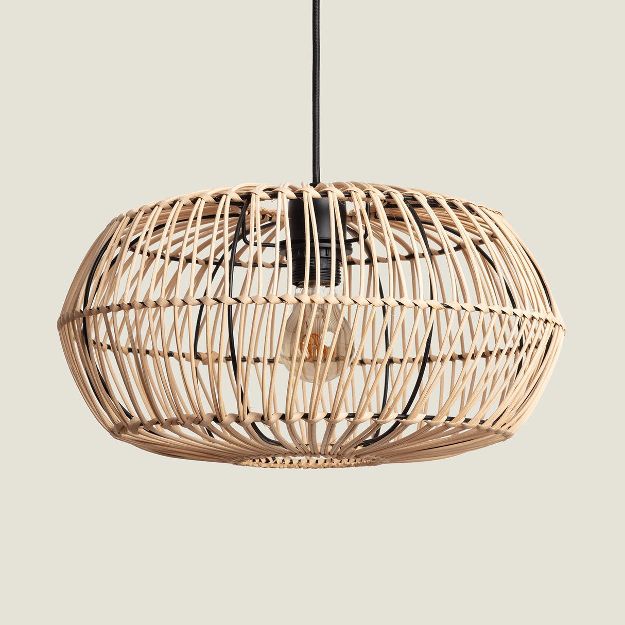 Hanglamp open rotan met E27 fitting  'Ronaldo' 40 cm