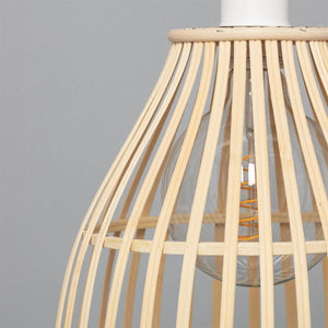 Hanglamp gevlochten rotan 'Zuni' e27 fitting bruin wit hanglamp 30 cm - FOIR