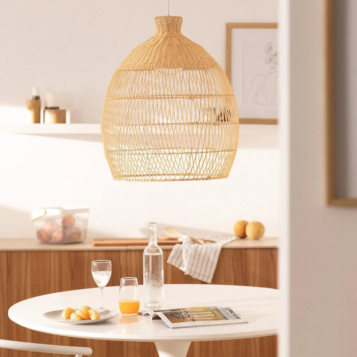 Rieten hanglamp modern e27 fitting led