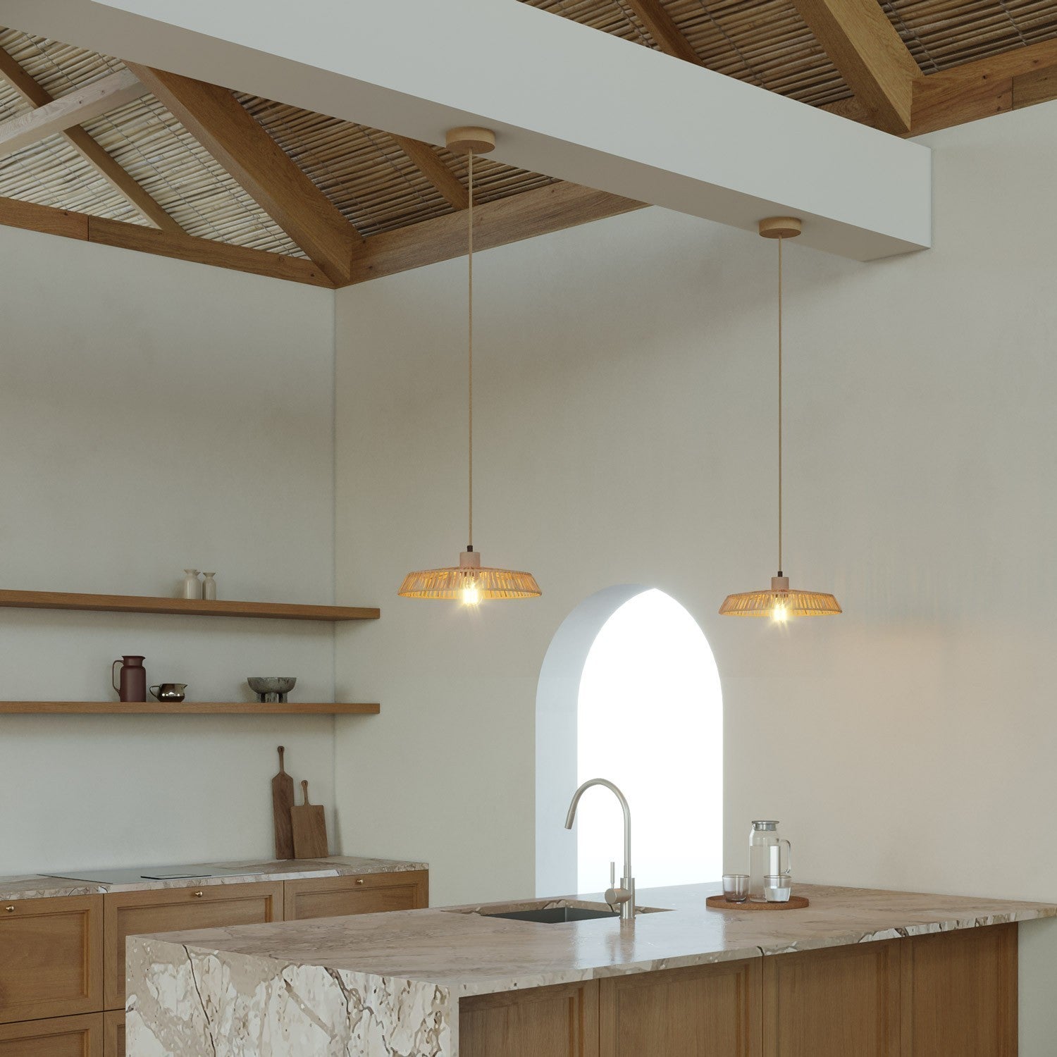 Rotan lampenkap groot Losse kap Raffa 35 cm