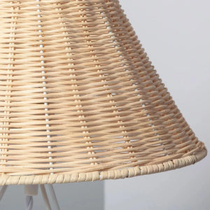 Kleine tafellamp wit met rotan kap schakelaar en E27 fitting 'Janice' - FOIR