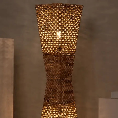 Staande lamp rotan 'Joshua' gevlochten vloerlamp 2x E27 fitting 129 cm - FOIR