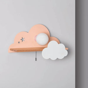 Wandlampje kinderkamer roze met plank schakelaar en E27 fitting 