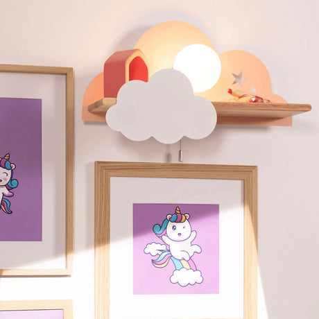 Wandlamp kinderkamer met plankje en schakelaar 'Jessie'-Roze - FOIR
