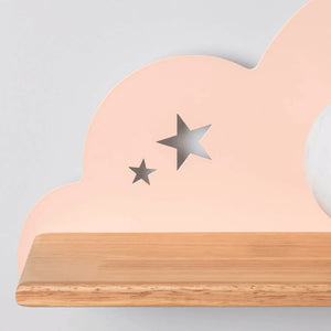 Wandlamp kinderkamer met plankje en schakelaar 'Jessie'-Roze - FOIR
