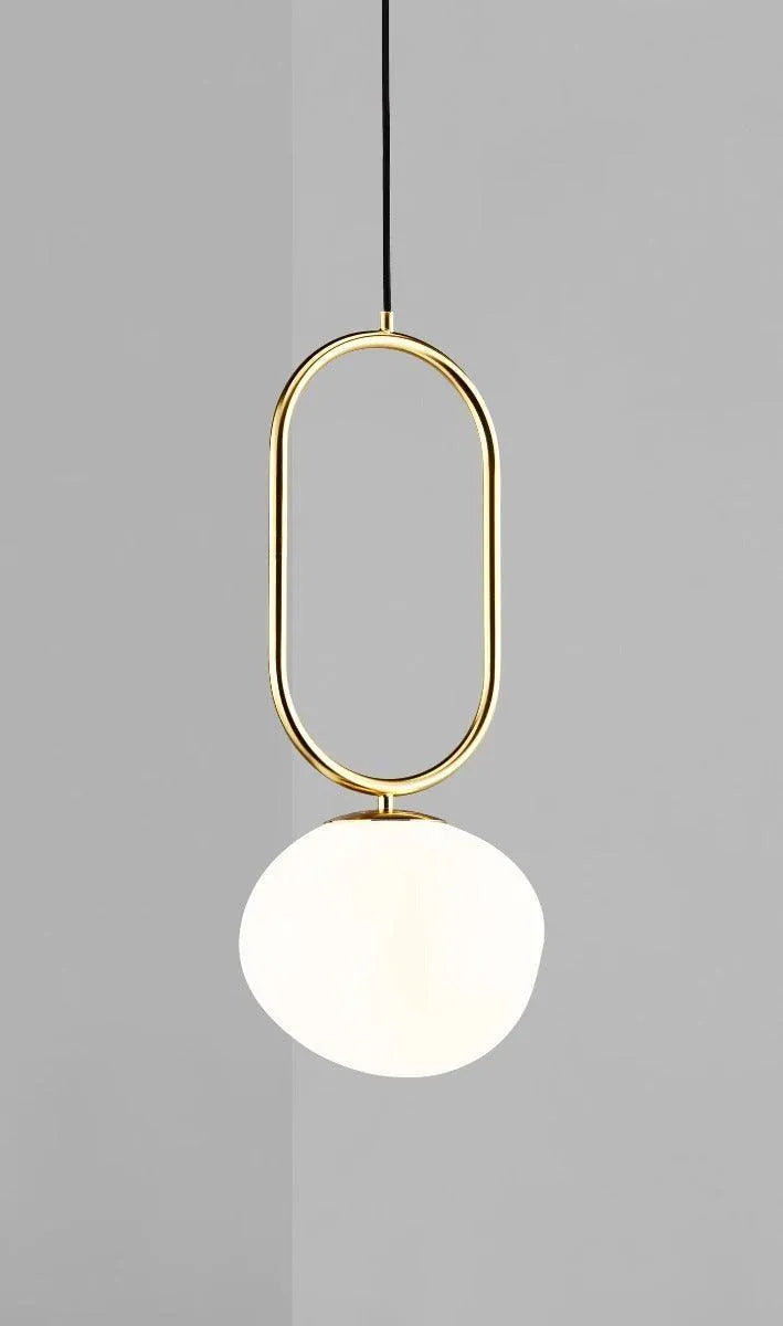 Hanglamp messing en opaalglas e27 fitting design shapes 