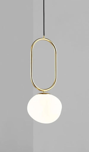 Hanglamp messing en opaalglas e27 fitting design shapes 