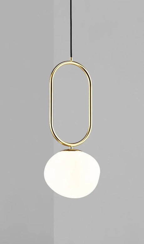 Hanglamp messing en opaalglas e27 fitting design shapes 