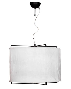 Grote hanglamp zwart en wit met stoffen kap en E27 fitting By Rydens Softy - FOIR