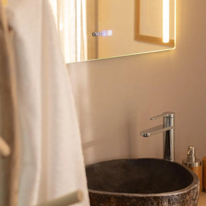 badkamerspiegel LED groot Klok schakelaar breed led lamp 
