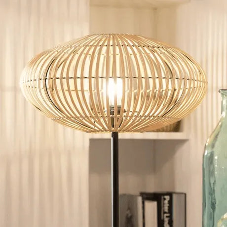 Staande lamp gevlochten 'Adam' E27 fitting rotan modern 151cm - FOIR