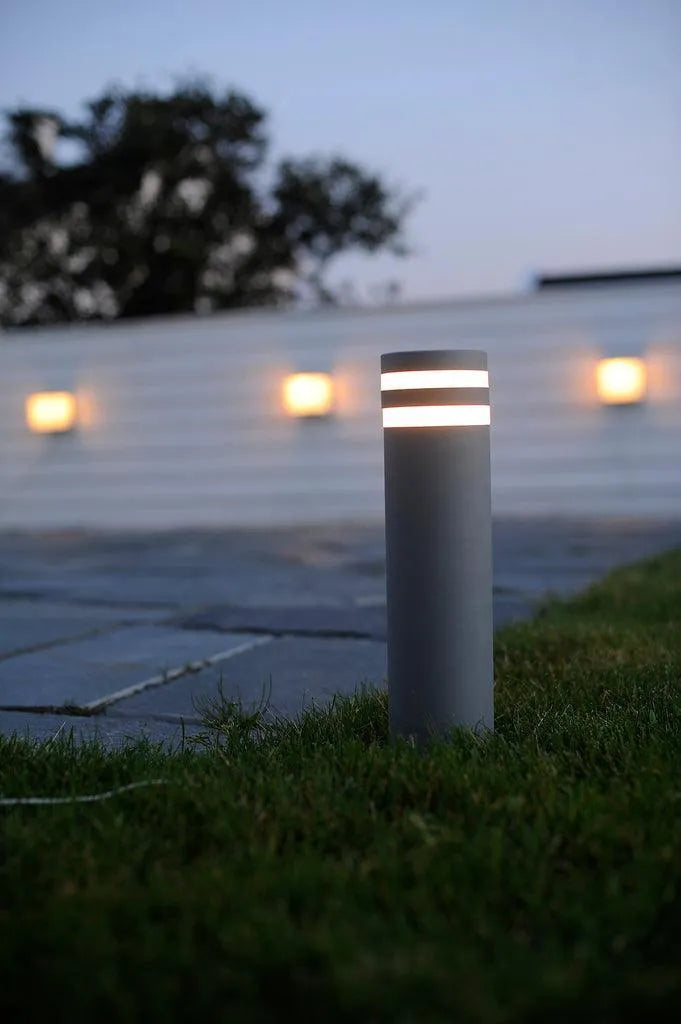 Staande buitenlamp donker grijs 'Focus' gu10 led lamp rond IP44 400mm - FOIR