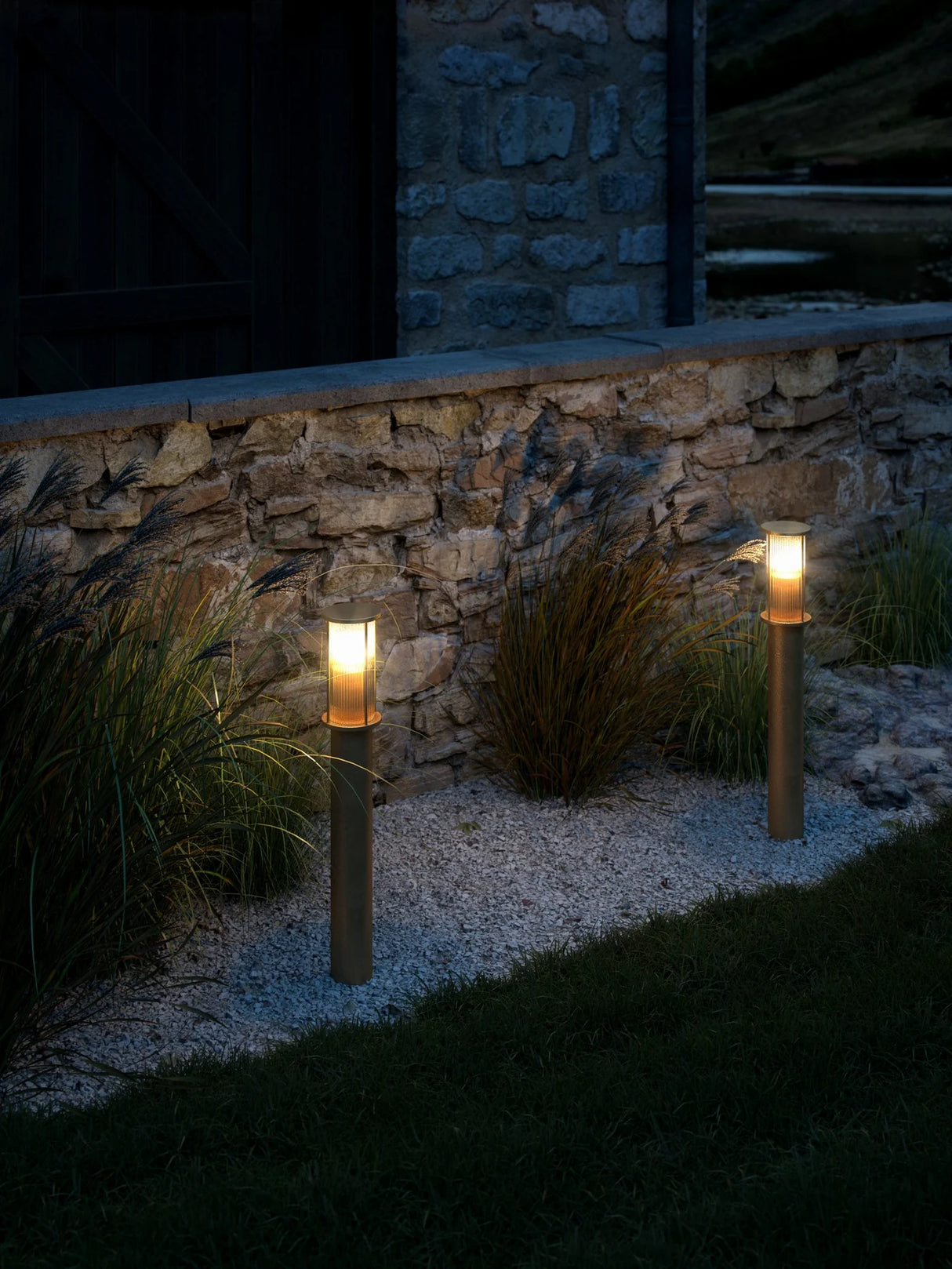 Staande buitenlamp Messing Goud led glas 80 cm