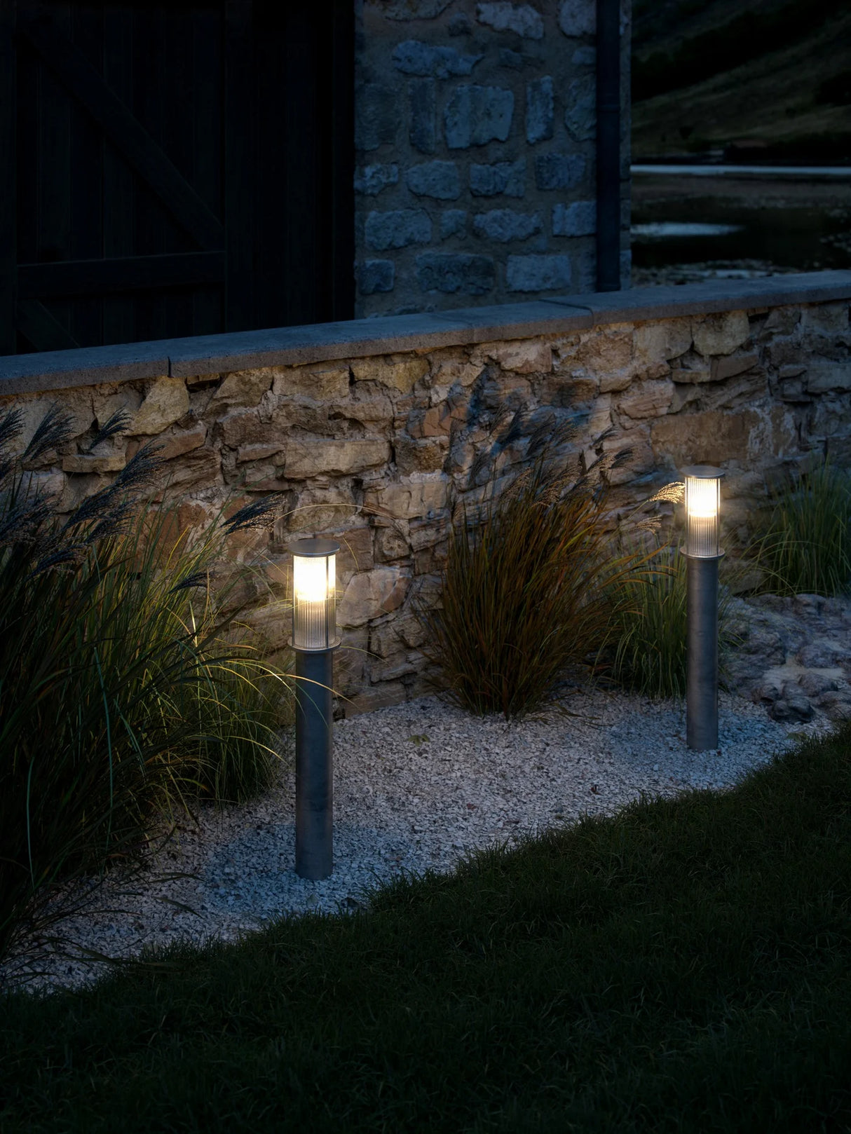 Staande buitenlamp gegalvaniseerd led glas 80 cm
