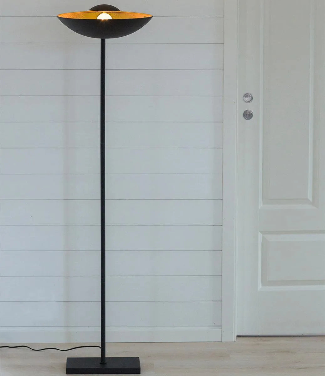 Staande lamp uplighter zwart goud modern e27 