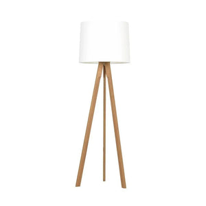 Staande lamp hout driepoot HerzBlut 'Tre' stoffen kap E27 fitting 157cm - FOIR