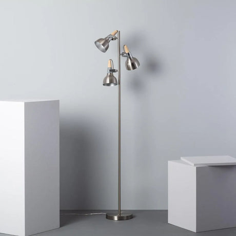Staande lamp hout e14 fitting verstelbaar leeslamp