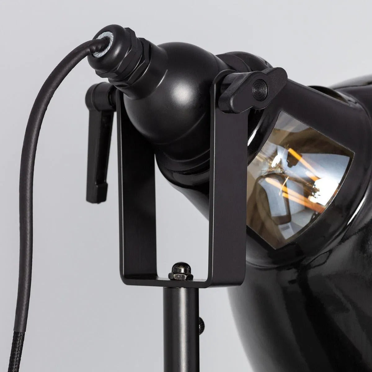 vloerlamp industrieel hout E27 fitting verstelbaar