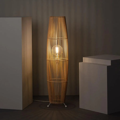 Staande lamp hout met stekker en schakelaar e27 fitting