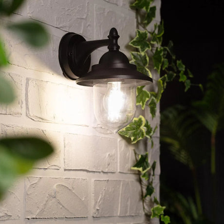 Klassieke wandlamp zwart glas e27 fitting voordeur