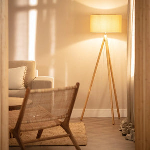 Vloerlamp hout modern e27 fitting driepoot 