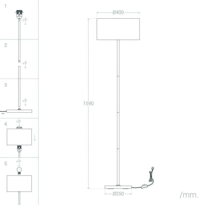 Vloerlamp hout 'Sicilië' grijs staande lamp modern E27 fitting 159cm - FOIR