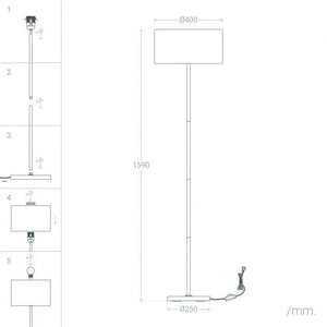 Vloerlamp hout 'Sicilië' grijs staande lamp modern E27 fitting 159cm - FOIR