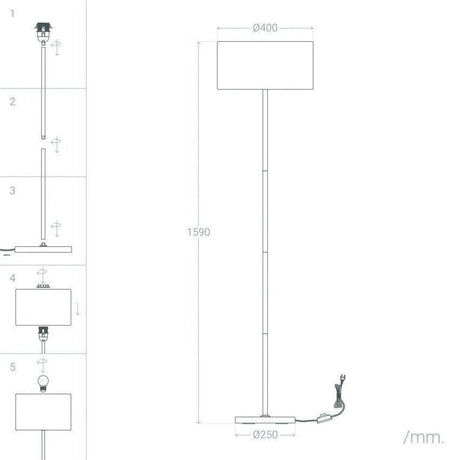 Vloerlamp hout 'Sicilië' grijs staande lamp modern E27 fitting 159cm - FOIR