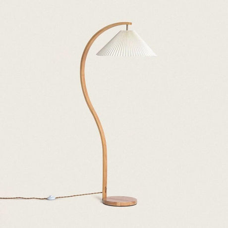 Staande lamp hout stoffen Seronga kap vloerlamp 146cm - FOIR