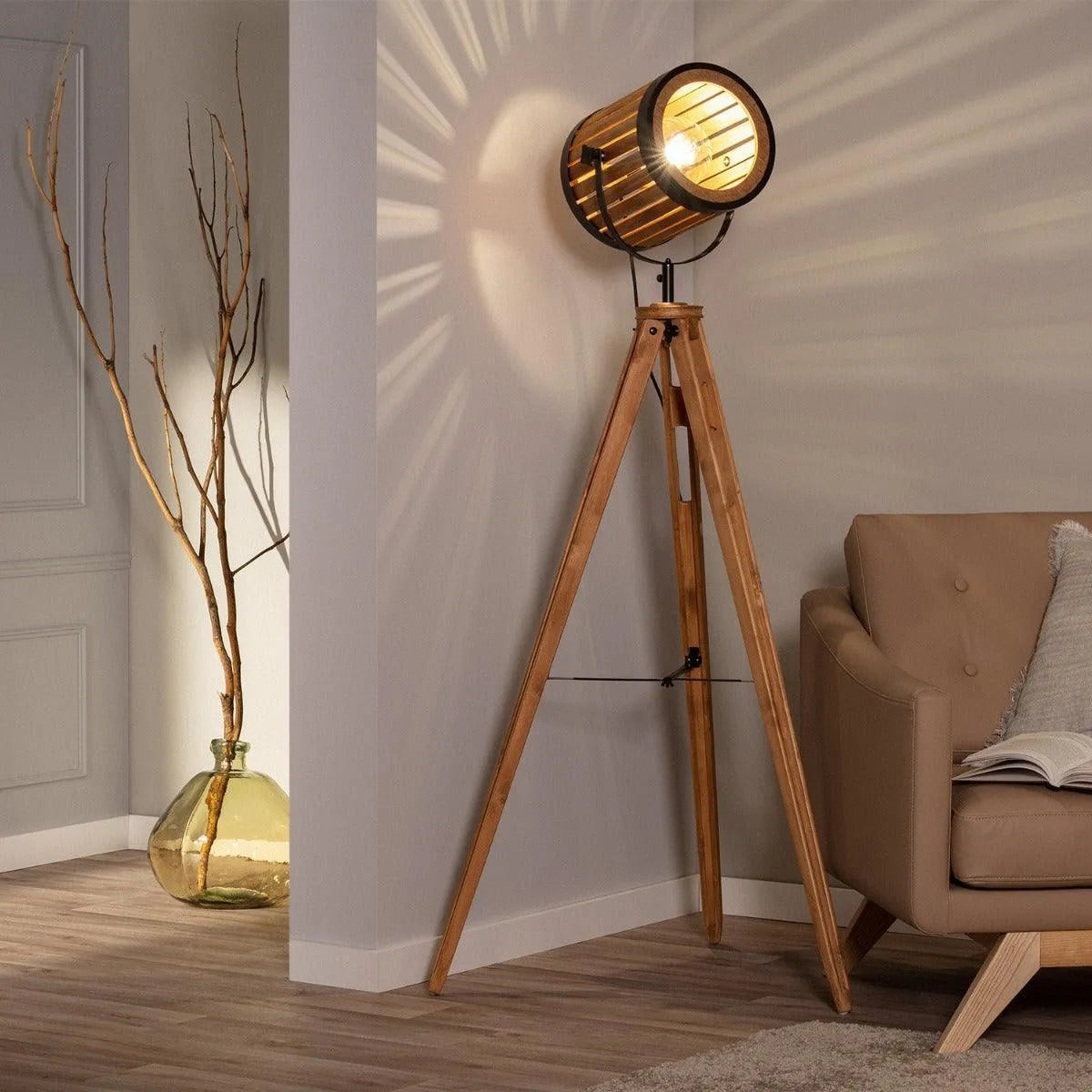Staande lamp driepoot modern verstelbaar industrieel