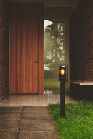 Tuinlamp staand zwart met smokeglas & E27 'Griffin' 80cm - FOIR