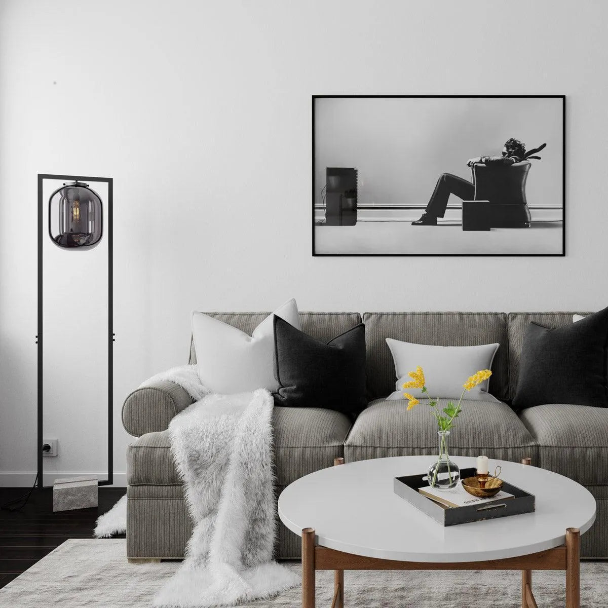 Staande vloerlamp 'Dixton' By Rydens E27 fitting smoke grey 150cm - FOIR