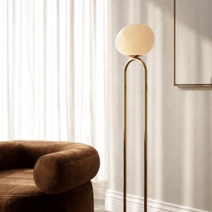Staande lamp opaal glas 'Shapes' e27 fitting opaal glas messing 135cm DFTP - FOIR