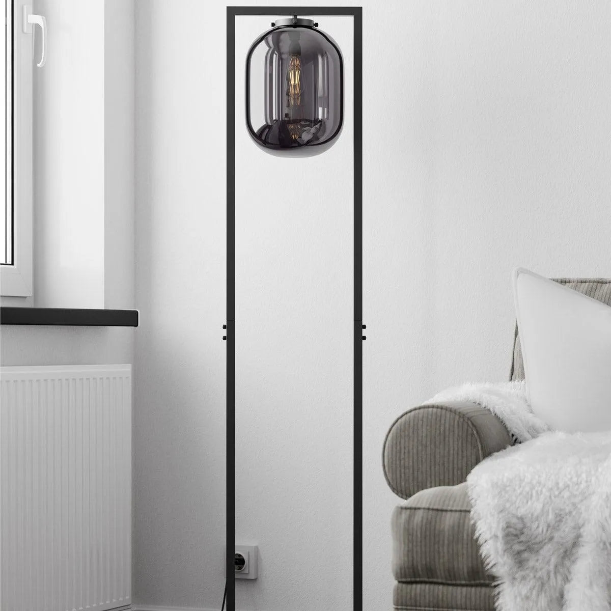 Staande vloerlamp 'Dixton' By Rydens E27 fitting smoke grey 150cm - FOIR