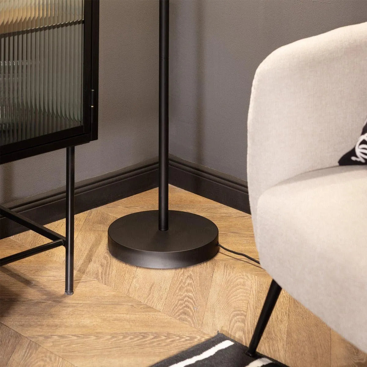 Staande lamp zwart 'Bodine' E27 fitting zwart led lamp schakelaar 150cm - FOIR