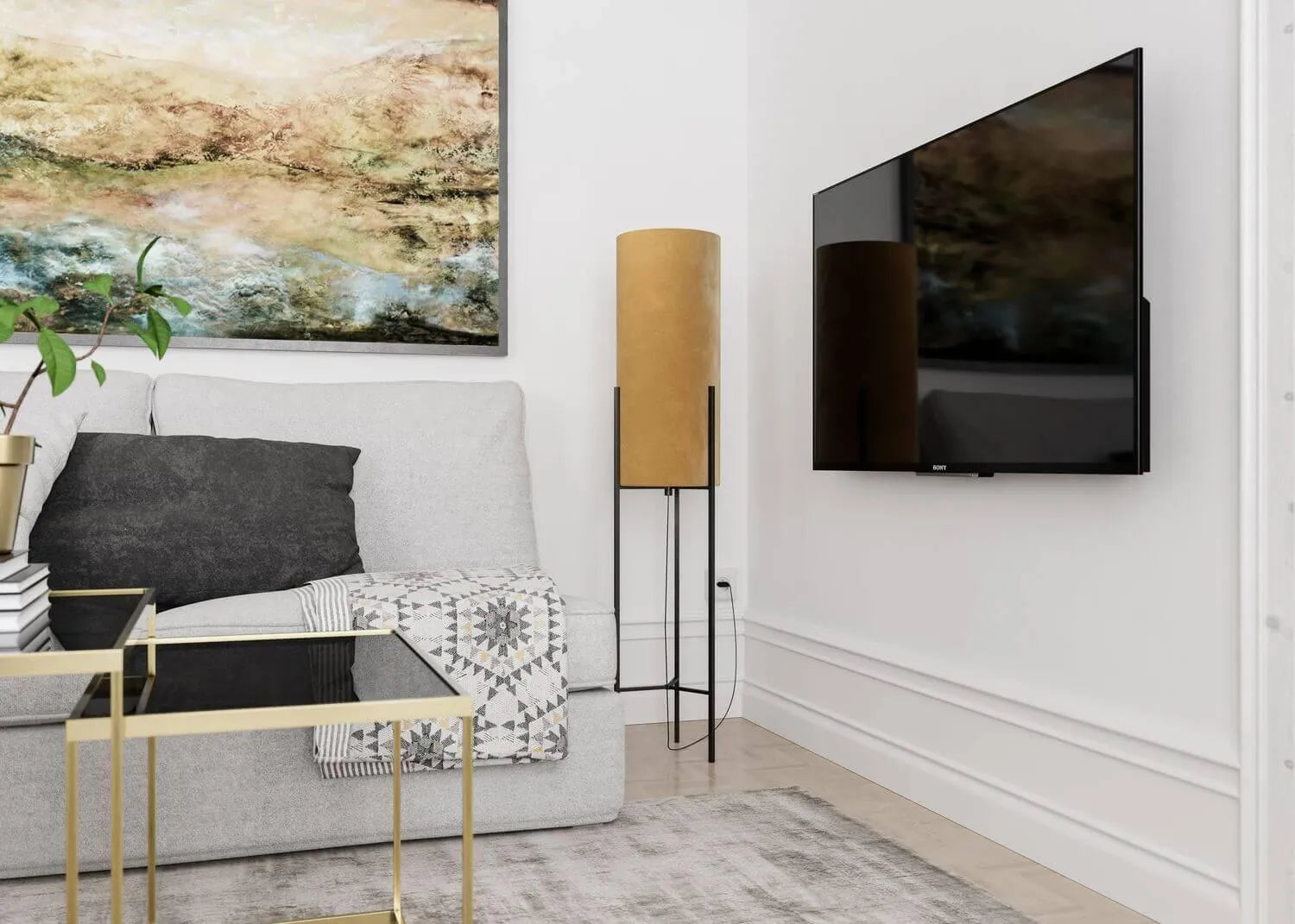 Retourtje: Vloerlamp 'Honey' goud By Rydens staande lamp 2x E27 fitting 125cm - FOIR