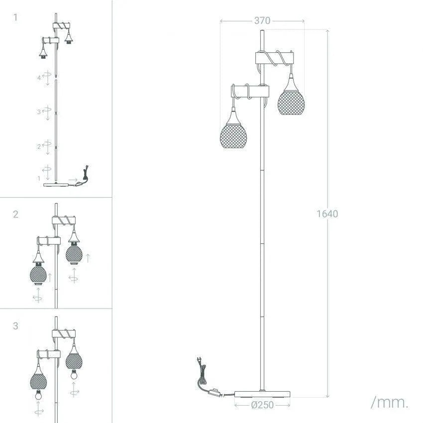 Vloerlamp zwart 'Mona' hout e27 fitting modern 164cm - FOIR