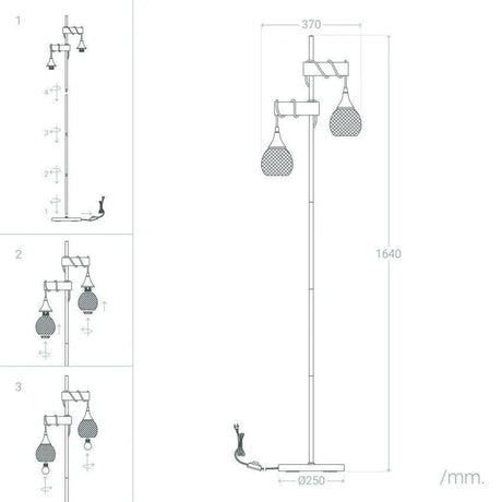Vloerlamp zwart 'Mona' hout e27 fitting modern 164cm - FOIR