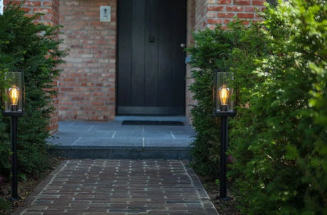 Staande lamp glas 'Flair' E27 fitting vierkant tuinpadverlichting 75 cm - FOIR
