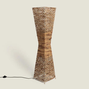Staande lamp rotan 'Joshua' gevlochten vloerlamp 2x E27 fitting 129 cm - FOIR