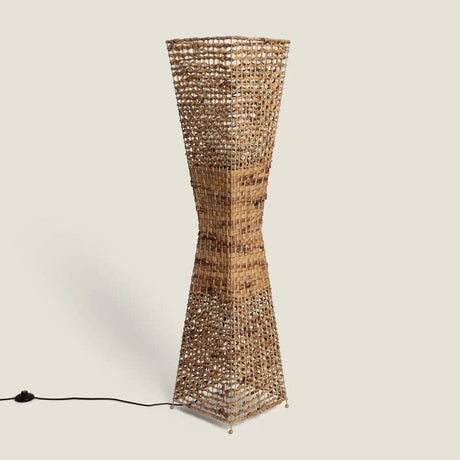 Staande lamp rotan 'Joshua' gevlochten vloerlamp 2x E27 fitting 129 cm - FOIR