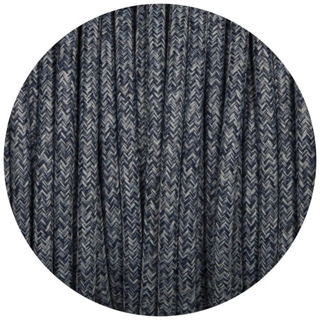 Strijkijzersnoer denim rond stoffen snoer blauw per meter - FOIR