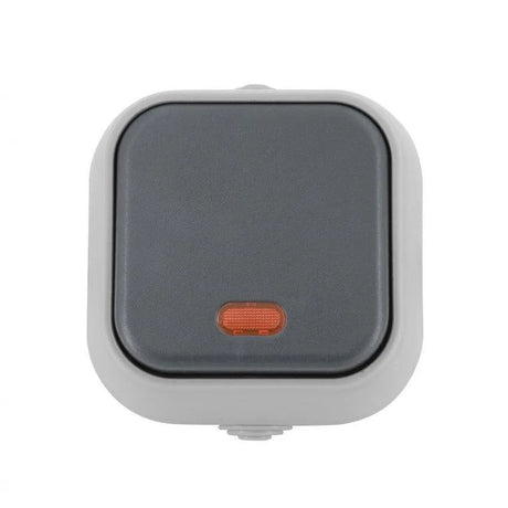 Buitenschakelaar zilver met lampje waterdicht IP54 - FOIR